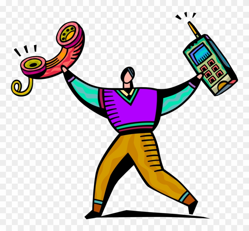 Vector Illustration Of Businessman With Mobile Cell - Vector Illustration Of Businessman With Mobile Cell #1584662
