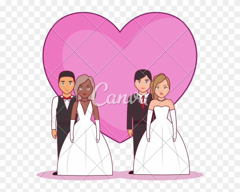 Wedding Card With Group Of Couples - Wedding Card With Group Of Couples #1584965