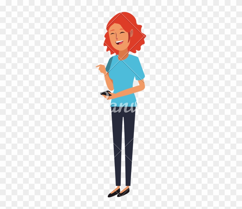 Happy Young Woman With Smart Device Mobile - Happy Young Woman With Smart Device Mobile #1585081