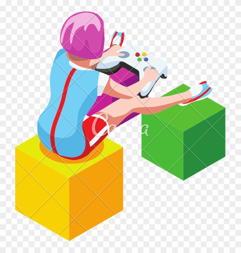 Gamer Girl Isometric Icon Retro Game Set Vector Illustration - Gamer Girl Isometric Icon Retro Game Set Vector Illustration #1586527