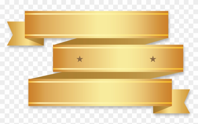 Golden Ribbon Banner Three Half With Fold Wedge End - Golden Ribbon Banner Three Half With Fold Wedge End #1588030