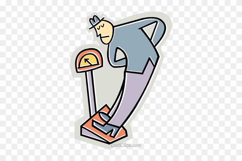 Man Standing On A Scale Royalty Free Vector Clip Art - Man Standing On A Scale Royalty Free Vector Clip Art #1588934
