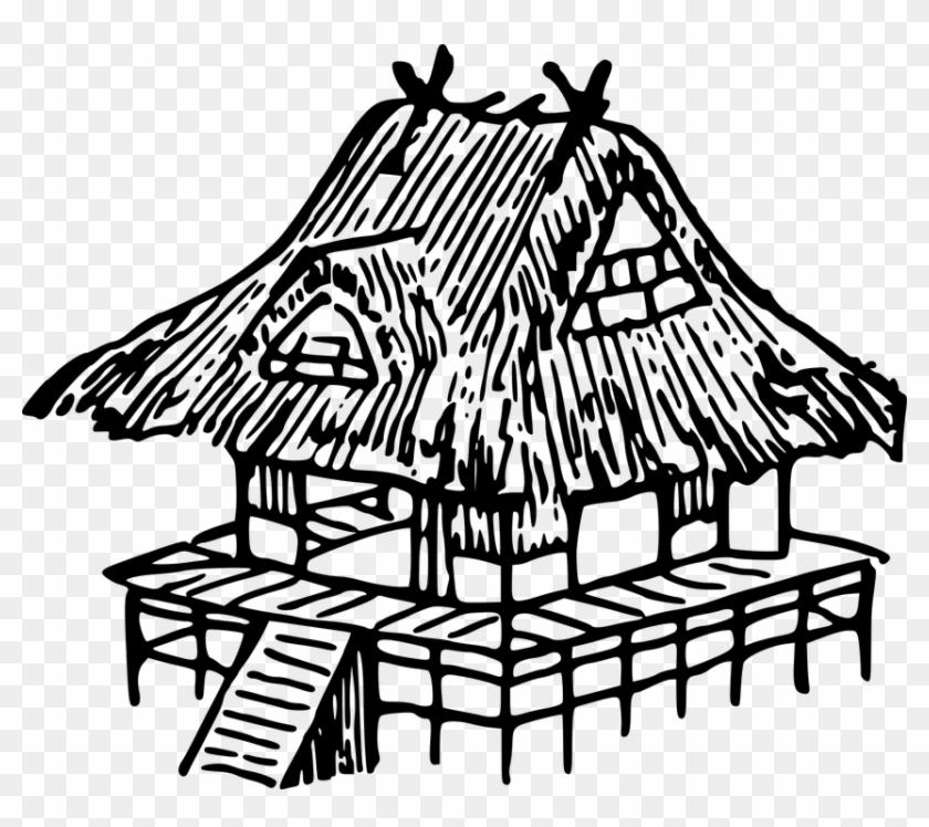 Hut Clip Art Black And White #1590052
