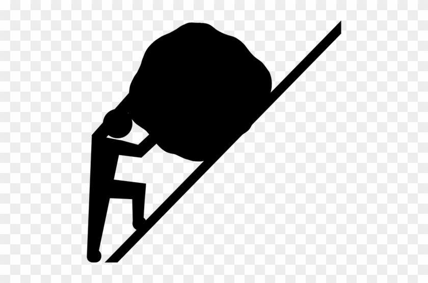 Man Rolling Stones Down Hill Vector Image Public Domain - Never Give Up Clipart #1591659
