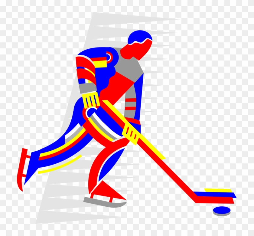Vector Illustration Of Sport Of Ice Hockey Player With - Graphic Design #1592240