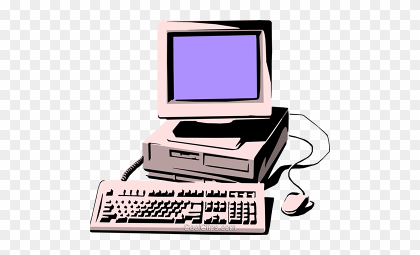 Personal Computer Royalty Free Vector Clip Art Illustration - Computer And Mouse #1595376