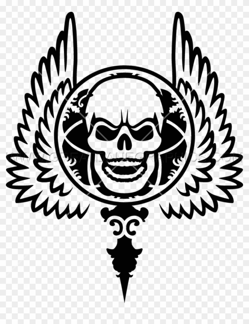 Gothic Skull With Wings - Skull And Wings Svg #1595785