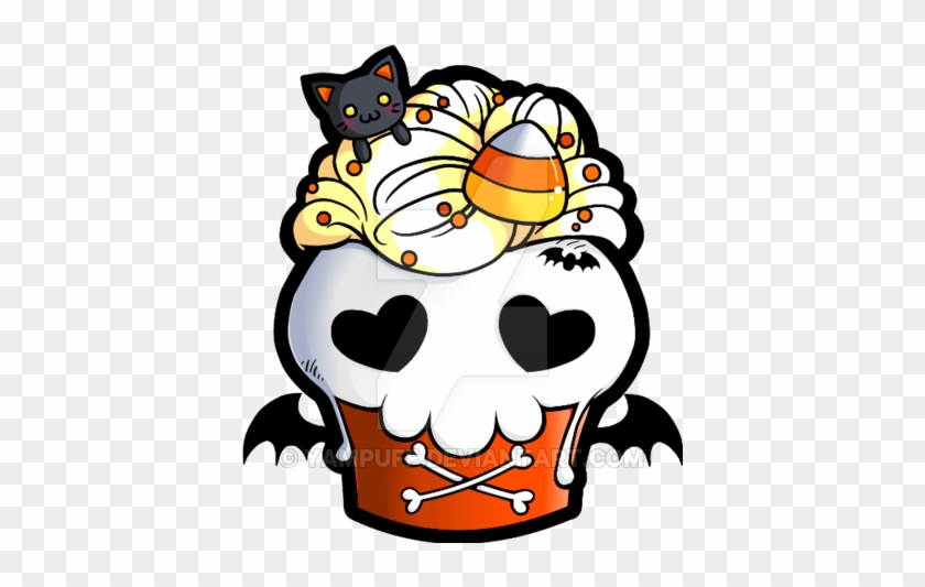 Halloween Skull Cupcake By Yampuff On Deviantart - Kawaii Halloween Cupcakes #1596665