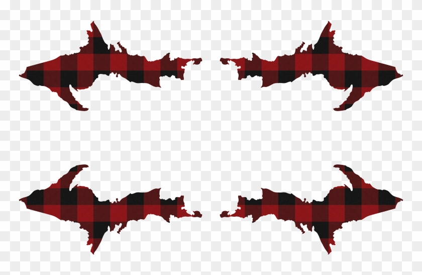 Up Plaid Red And Black Check Upper Peninsula Michigan - Michigan Map Vector #1597732