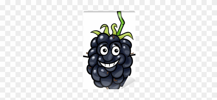 Funny Blackberry Fruit Cartoon Illustration Wall Mural - Fruit Cartoon Blackberry #1598289