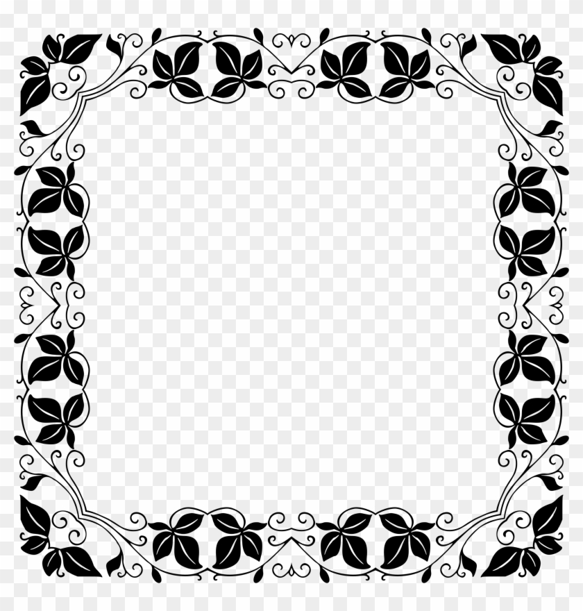 Design Clipart Side - Black And White Leaf Border Design Png #1600098