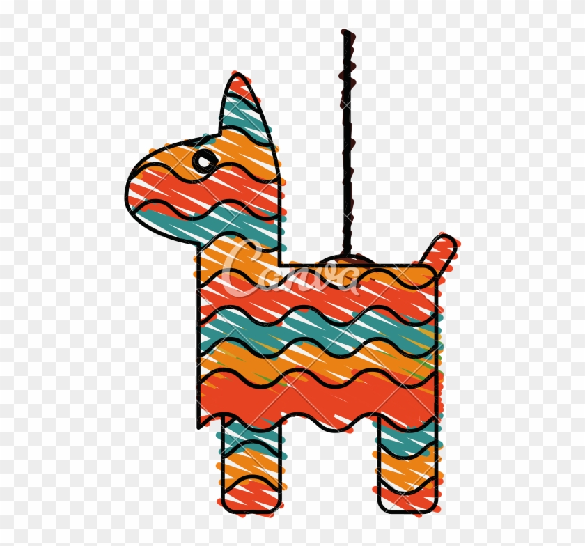 Pinata Hanging Doodle Vector Illustration Sketch Design - Pinata Doodle #1600392