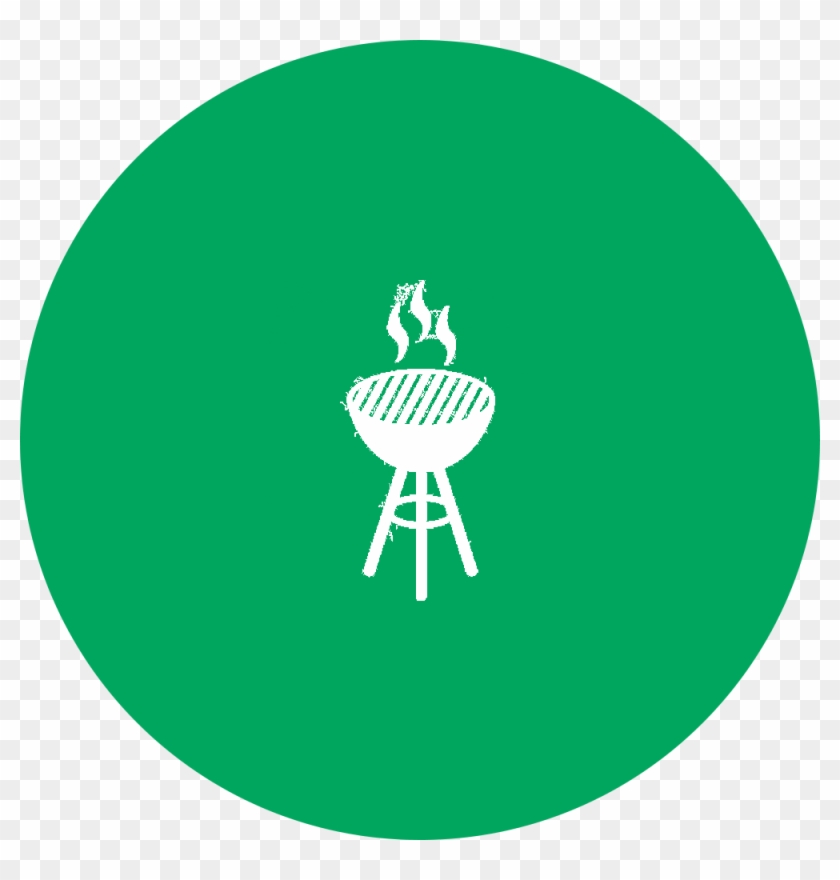 Outline Of Bbq Grill Superimposed On Green Filled-in - Ville De Saint Etienne #1600956
