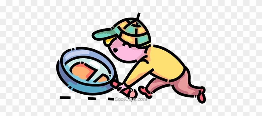 Boy Detective Following Clues Royalty Free Vector Clip - Kinder Lupe Clipart #1602042