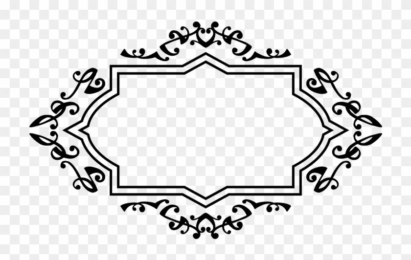 Fancy Label Png - Name Tag Border Floral Black And White #1603491