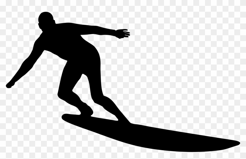 Surfer Clipart Silhouette - Man Surfing Silhouette #250235