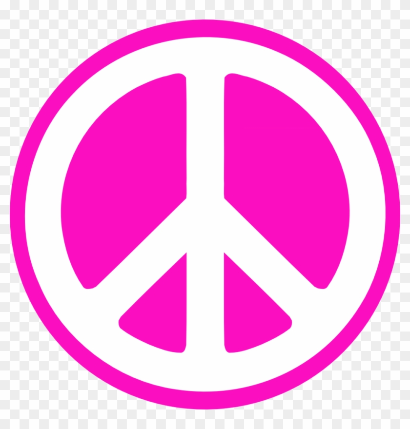 Hippie Sixties Girl And Man Of Flower Power Vector - Peace Sign Pink #1604936