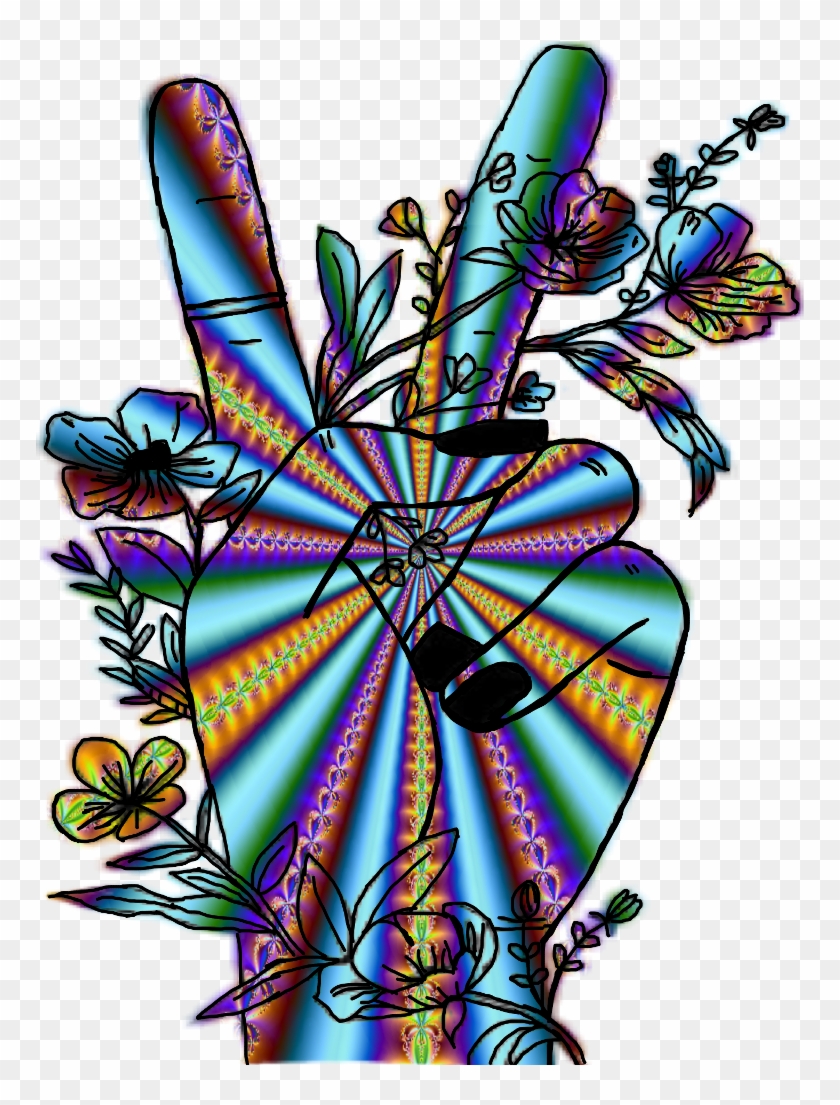 Peace Hippie Psychedelic Hand Transparent Background - Hippie Trippy Psychedelic Art #1604941