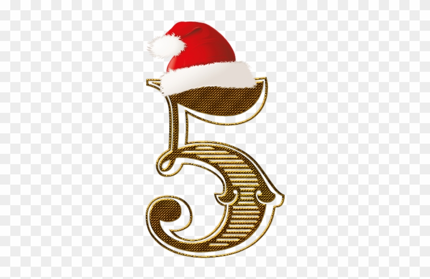 B *✿* Numero Dorado Con Gorrito De Papa Noel Clip Art, - Numero 6 Con Gorrito De Papa Noel #1608765