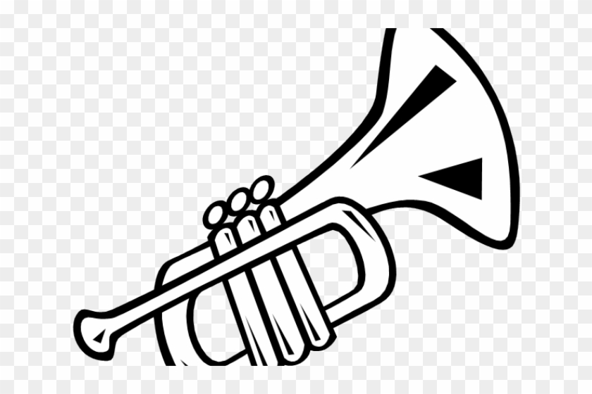 Trombone Clipart Black And White - Clip Art Black And White Trumpet #1613063