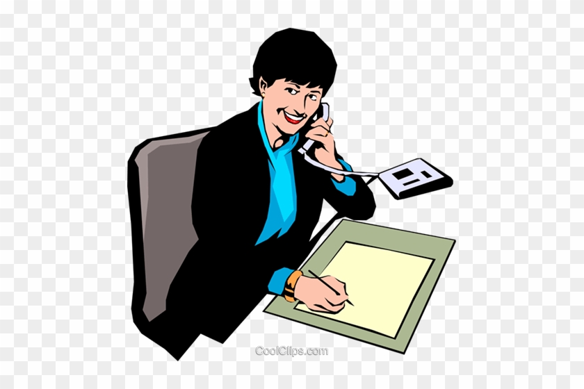 Woman On Phone Royalty Free Vector Clip Art Illustration - Cartoon #1613365