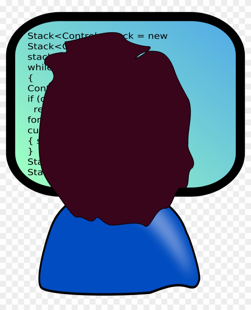 Programmer Looking At Screen With Code Vector Clipart - Clip Art #1614756