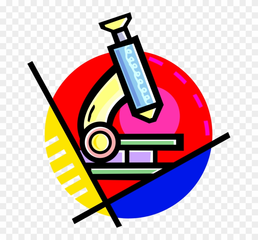 Vector Illustration Of Microscope Instrument Sees Objects - Vector Illustration Of Microscope Instrument Sees Objects #1615217