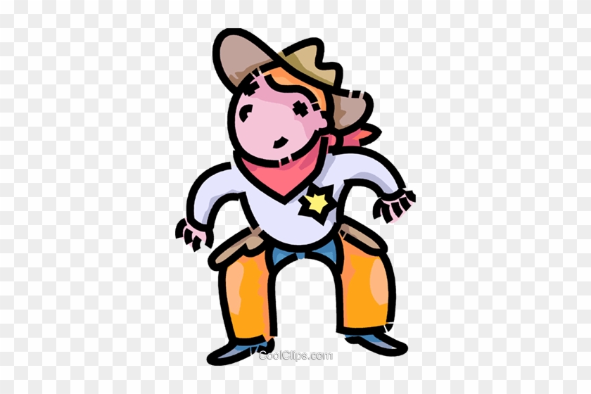Boy Dressed Up Like A Cowboy Royalty Free Vector Clip - Cartoon #1619071