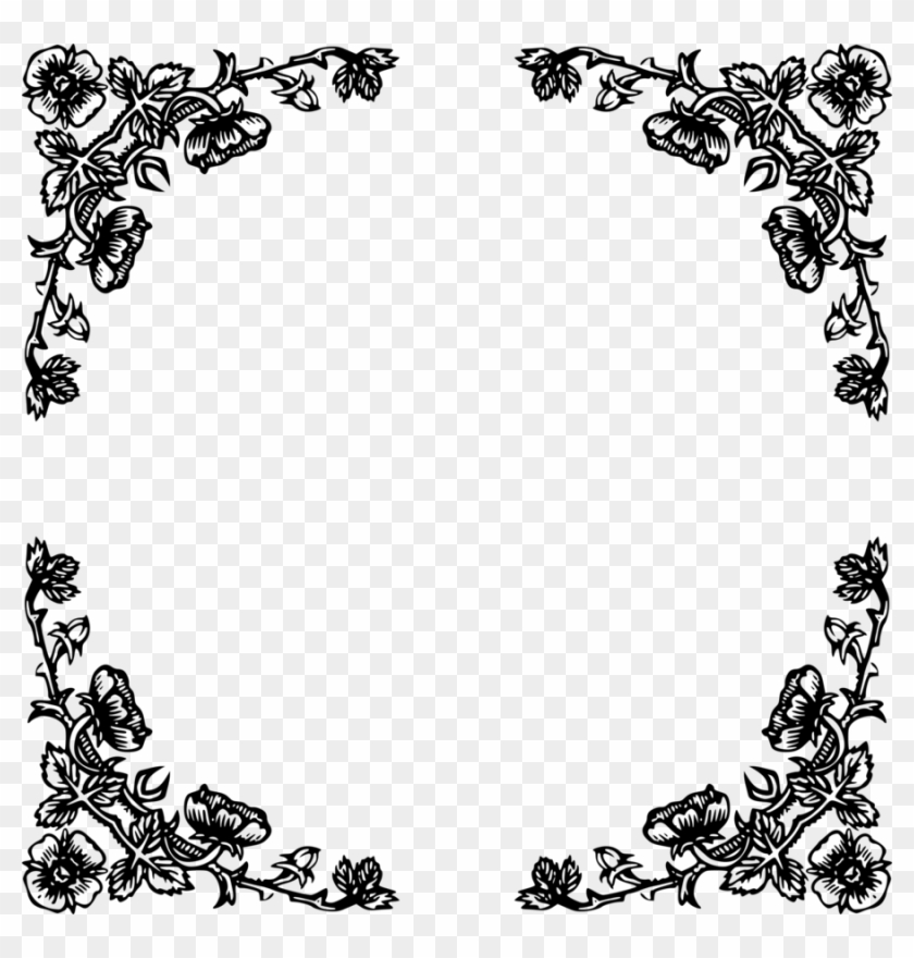 Roses Vector Clipart Black And White Clip Art - Black Rose Frame Png #1622774