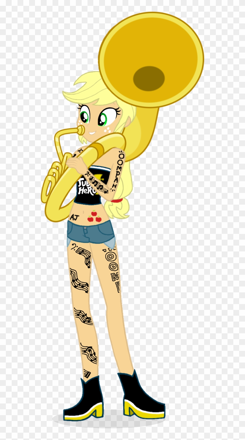 Applejack, The Tuba Hero By Haleyc7995 - Cartoon #1622793