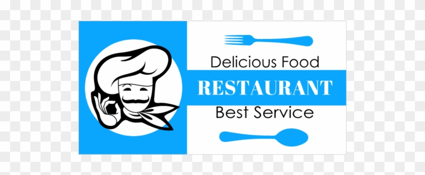 Restaurant Vinyl Banner With Chef And Silverware Graphic - Restaurant Vinyl Banner With Chef And Silverware Graphic #1624323