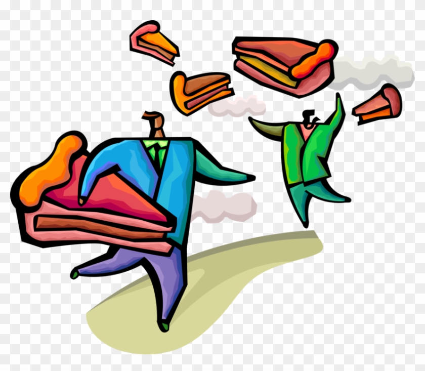 Vector Illustration Of Businessmen Grab Their Slice - Vector Illustration Of Businessmen Grab Their Slice #1629424