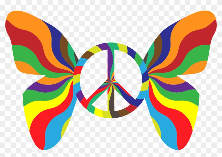 This Free Icons Png Design Of Groovy Peace Sign Butterfly - Retro Starker Regenbogen Der Bicycle Spielkarten #251800
