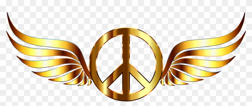 Peace Sign Wings Enhanced Contrast No Background - Gold Peace #251886