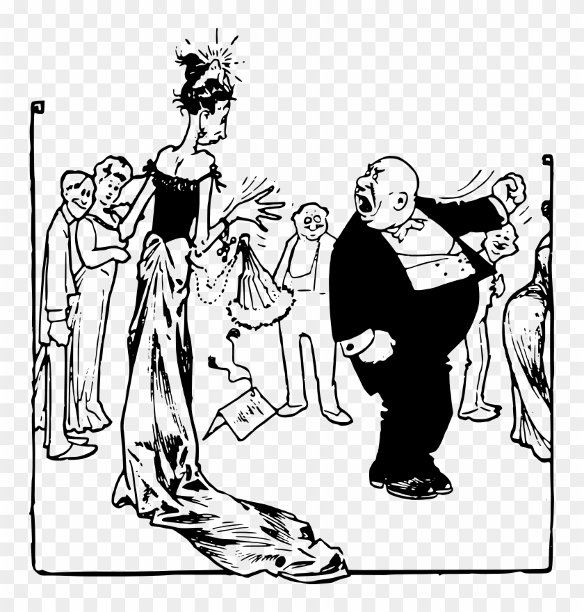 Fat Molecule Free Couple Fight At A Party - Cartoon #1631679
