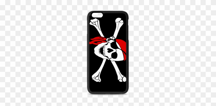 Happy Snile Skull Pirate Clip Art Custom Rubber Case - Skull And Crossbones Red Bandana #1631728