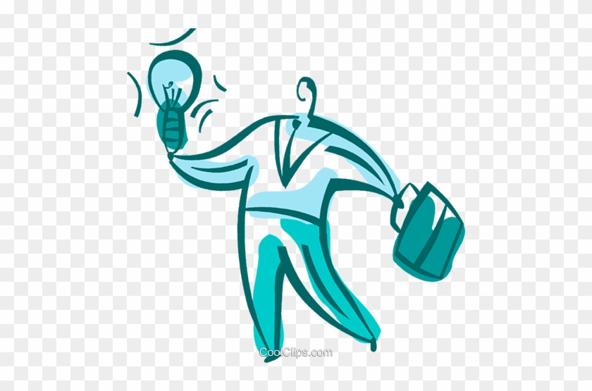 Man With Idea Light Bulb And Briefcase Royalty Free - Man With Idea Light Bulb And Briefcase Royalty Free #1633983