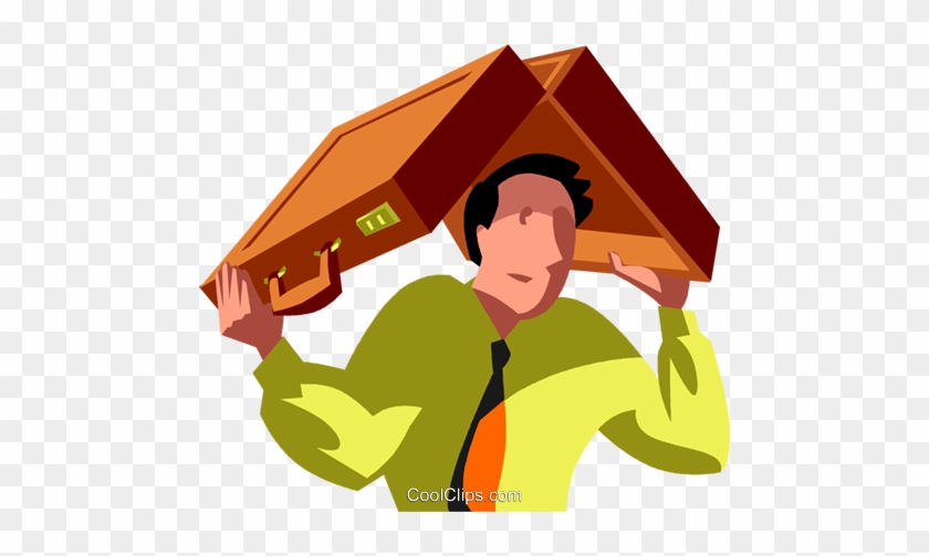 Man Hiding Under His Briefcase Royalty Free Vector - Illustration #1633985