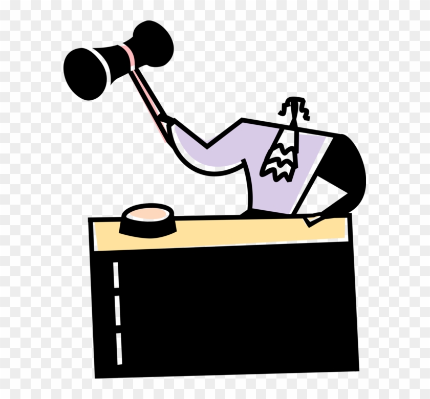 Vector Illustration Of Judge Bangs Judge's Gavel Ceremonial - Vector Illustration Of Judge Bangs Judge's Gavel Ceremonial #1637894