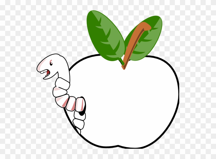 Worm 1 Black White Line Art 555px 53 - Small Cartoon Apple #1638326