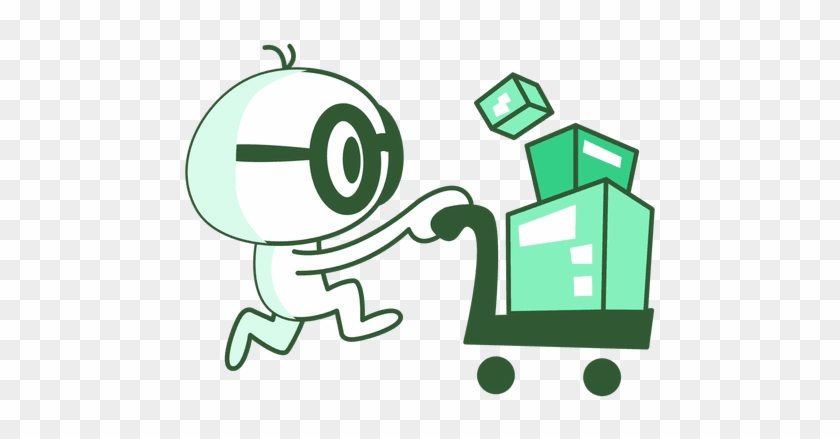 Man Pushing Delivery Cart Transparent Background - Man Pushing Delivery Cart Transparent Background #1642571
