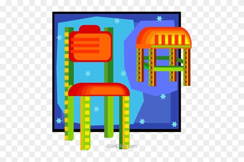Chair And Stool In Decorative Frame Royalty Free Vector - Graphic Design #1643086