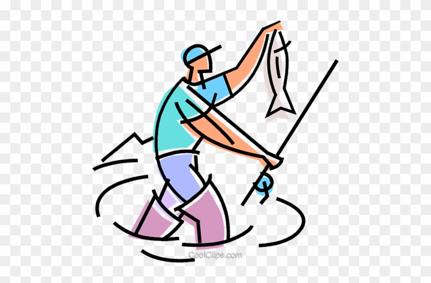 Young Man Catching A Fish Royalty Free Vector Clip - Young Man Catching A Fish Royalty Free Vector Clip #1654684
