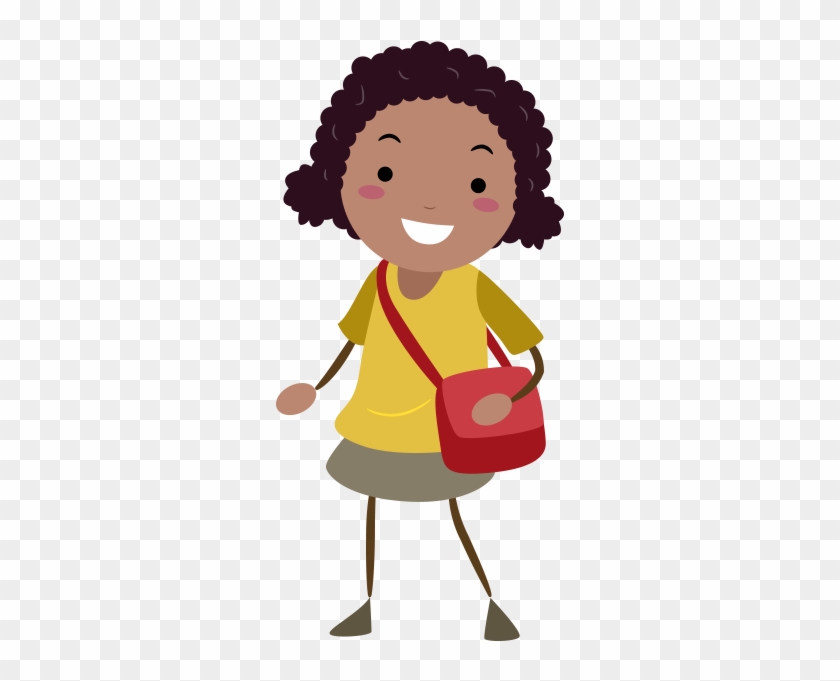 Clipart Kol Çantasıyla Esmer Kız Çocuğu - Little African Girl Png #1654960