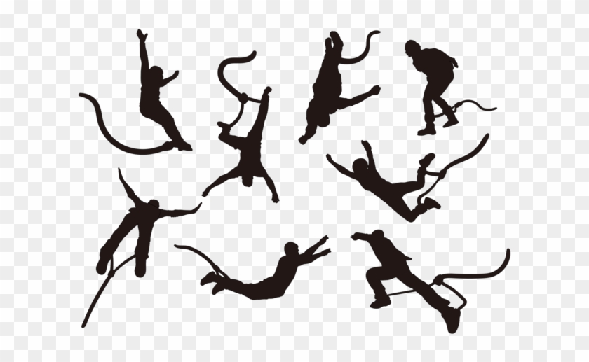 Bungee Jumping Silhouettes Vector - Silhouette #1656029