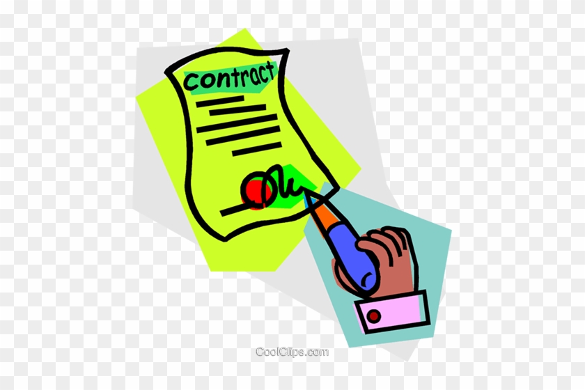 Signing A Contract Royalty Free Vector Clip Art Illustration - Contract #1657945