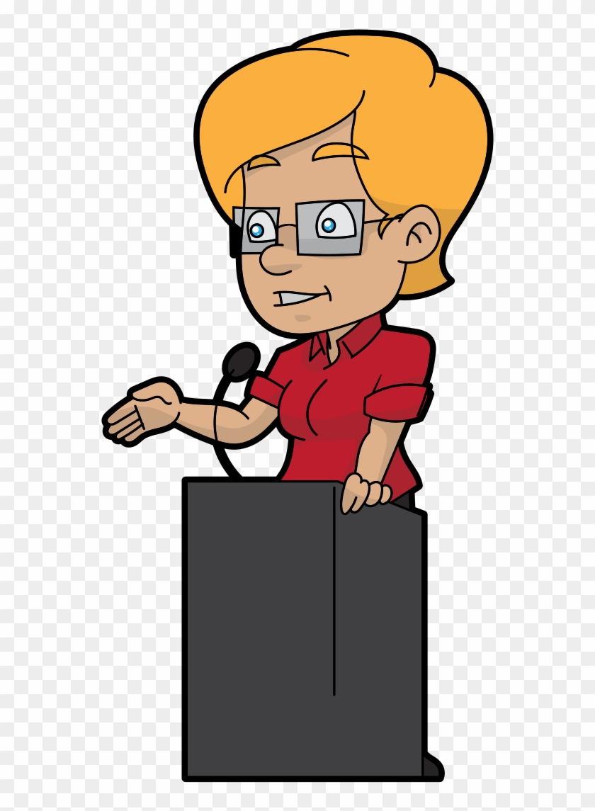 Cartoon Woman Doing A Public Talk - Cartoon #1659209