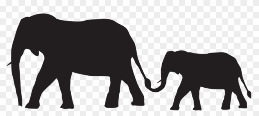 Free Png Mother And Baby Elephants Silhouette Png - Mom And Baby Elephant Clipart #1663374