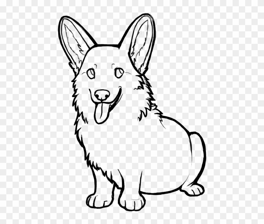 Corgi Clipart Easy Draw - Corgi Cartoon Black And White #1669178