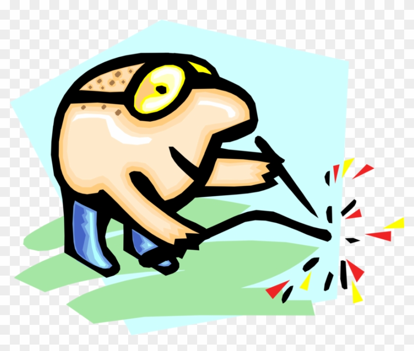 Vector Illustration Of Arc Welder With Torch And Protective - Clip Art #1674297